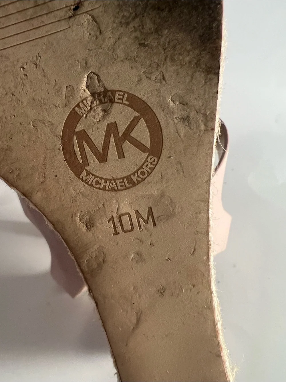 Michael Kors Pale Blush Leather Espadrille Wedges Size 10